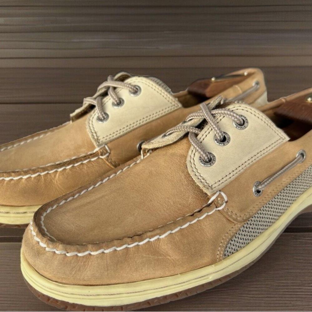 Sperry Top Sider Three Eye Suede/Leather Tan Billfish Boat Shoes Men's 10.5M
